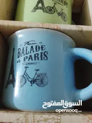  13 6فناجين قهوة ترند السنة فخمة أنيقة مرتبة ماركة BALADE PARIS بستة ألوان  ازرق اصفر برتقالي سكني اخضر