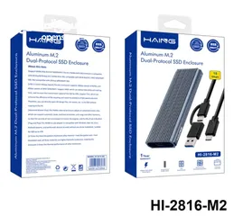  1 HAING HI-2816-M2 Aluminum M.2 Dyal-Protocol SSD Enclosure حافظة هارد ديسك خارجي