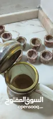  4 طقم دله و12فنجان من الرخام الخالص الطبيعي صناعه هنديه بالكامل لم تستخدم ابدا
