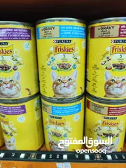  3 علب قطط فريسكيز 400 غرام. كل النكهات متوفرة باتيه و قطع فقط بدينار وربع للقطعة