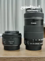  1 Canon EF 50mm f1.8 and EF-S 55-250mm