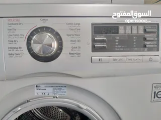  4 غساله + نشافه نوع LG  استوك حجم 8 كيلو غسيل + 4 كيلو تنشيف 1400دوره انفيرتر لون سلفر بحاله ممتازه