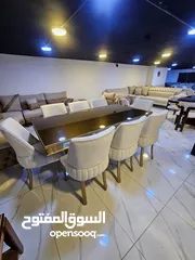  8 طاولة سفرة 8كراسي خشب زان ولاتيه قماش جيرمن وتر بروف