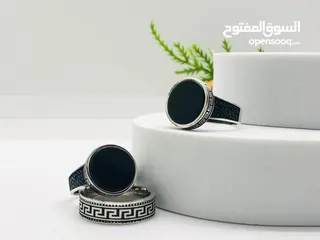  30 خواتم فضه عيار 925 مع العقيق اليمني الاصيل