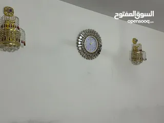  5 ثريات كرستال عدد 2 مع براكيت جدار عدد 2