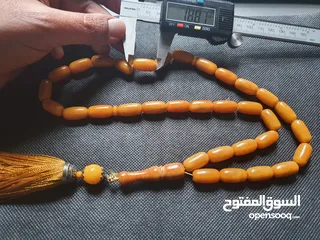  5 سبحة مسبحة  كهرب بولندي لون انتيك  56.48 غم