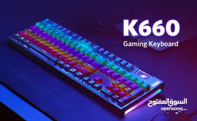  8 كيبورد الجمينج الاحترافي Abkoncore K600 RGB الميكانيكي بسعر حرق