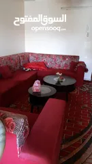  6 كنب كورنر صالون لون خمري مع طربيزات وطاوله وسط وطاولة شاشه تفصيل