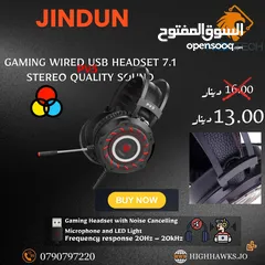  1 سماعات-JINDUNG Gaming Headset with Noise Cancelling Microphone and LED Light.