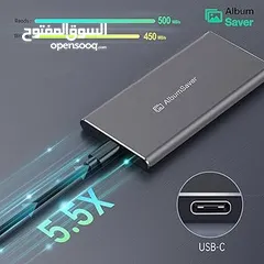  1 ssd خارجي سعة 512 جيجا صغير الحجم وسريع مع شنطه Type C
