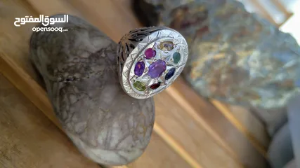  3 خاتم فضة مميز مع احجار الكريمة  special ring from silver 925 and precious gemstones