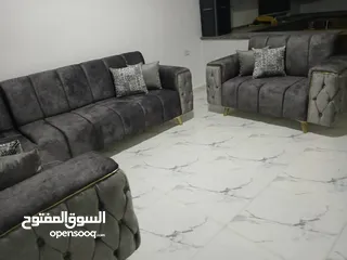  1 طقم كورنر تفصيل خشب لاتيه وقراط اسفنج ضغط عالي اسفنج تركي  قماش مخمل ووتر بروف   كابتونيه كامل