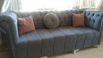  4 طقم كنب تفصيل ثلاثيه عدد2 وثنائيه سكني وزهر الطقم احلا من الصور