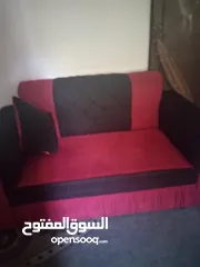  1 طقم كنب حرف L لون خمري واسود
