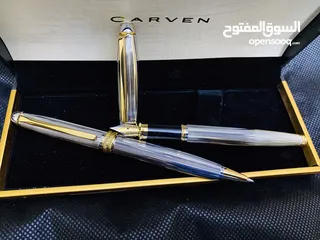  2 طقم أقلام كارڤين ألماني أصلي جديد لم يستعمل بالعلبة الأصلية اللون سيلڤر في جولد