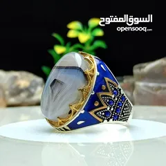  2 خواتم فضه وعقيق يمني اصلي