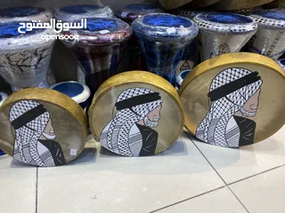  10 طقم دف جلد ثلاث احجام مشغول رسم ع الوجه