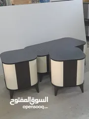  5 طاولات وسط خشب ودهان الون اختياري مكون من ثلاث قطع تفصيل حسب المقاس