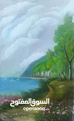  4 لوحات فنية طبيعة عدة مقاسات رسم يدوي