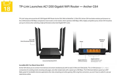  6 Dual Band  wi-fi ac 1200 archer c64 راوتر واي فاي دول باند