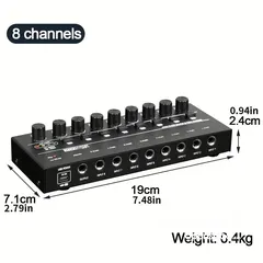  2 8Channels Mini Sound Mixer Audio  Low-Noise Line Mixer