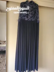  6 فستان سهرة كحلي موديل جديد 2025 قياس l  راقي جدا مع الشيلة Dark navy blue evening dress