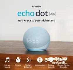  1 سماعة اليكسا الذكية احدث اصدار ALEXA Echo Dot with clock (5th Gen)