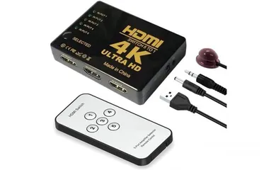  2 4k HDMI Switcher with ir Remote control-5 port سويتج فور كيه مع ريموت 5 مداخل 