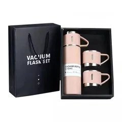  4 Vacuum Flask Set with 3 Stainless Steel Cups Combo 500ml طرموس لحفظ المشروبات الساخنة والباردة