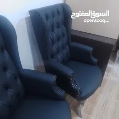  15 أطقم كنب مكتبي جلد أسود (مفردتين وثنائية)