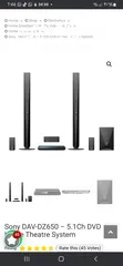  5 حاله جيده جدا ممتازه . . . . home theater system sony DAV-DZ650 2 سماعه كبار و 4 صغيرين . . .