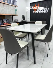  1 طقم طاولة حجر جرانيت فاخرة مع 4 كراسي طقم طاولة حجر جرانيت فاخرة مع 6 كراسي  لمسة فاخرة تعكس ذوقك