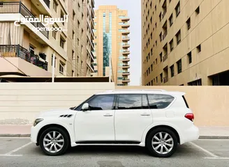  2 An Amazing And Clean INFINITI QX80 WHITE 2014 TOP OF THE RANGE GCC WITH RADAR