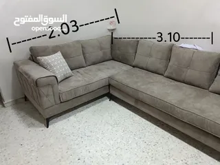  4 طقم كنب كورنر جديد خشب سويد ومقاعد دانلوب مع مجوزة لون بني بحالة ممتازة جديد غير شامل التوصيل