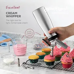  5 Aluminum Whipped Cream Dispenser with 3 Nozzles, Brush & Recipe Guide