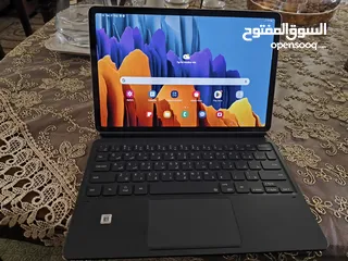  1 Samsung tab s7 128gb مع القلم والكيبورد