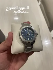  9 TAGHeuer Watch Aquaracer Stainless Steel Navy Silver  بحال الوكالة مع كامل المرفقات