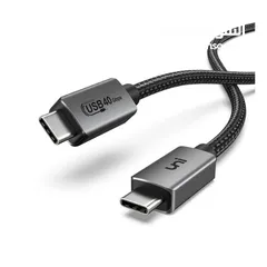  2 Powerology 8k Vedio USB4 Type C 40GBPS Data Braided Cable Gray  كابل مضفر للبيانات رمادي