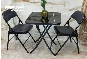  3 طقم طاولة وكراسي قابل للطي — أنيق وعملي مثالي للبلكونة، الحدائق، المطبخ أو أي زاوية راقية في البيت