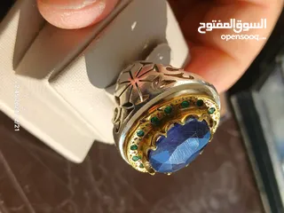  5 خاتم فضة متوج بحجر زفير افريقي