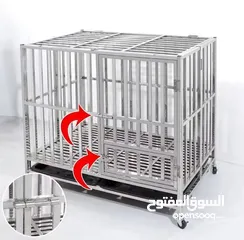  3 Stainless Steel Dog Cage 57.8inches. قفص الفولاذ للكلاب الكبيرة