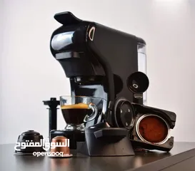  2 ماكينة صنع قهوة لجميع انواع الكبسولات وقهوه الاسبريسو المطحونة بقدرة 1450 وات وسعة 600 مل