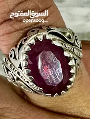  5 خاتم ياكوت الفضي القديم أصلي ‎بورما