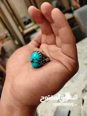  4 خاتم فيروز سيناوي فضة 925