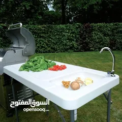  3 طاولة و مغسلة صحون مصنوعة من مادة فايبر