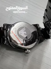  6 EMPORIO ARMANI BLACK STEEL CERAMICA WITH CRYSTALS AR 142 اصلية 100% جديدة ولا خدش