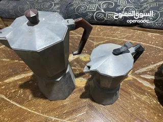 1 طقم اباريق علبخار قهوة شاي  فضية انتيكة قديم للتستعمال او الصمد  جاط للفواكه زجاج معتق ثقيل
