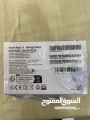  6 شاومي ريدمي نوت 14 لسا جديييد بالكرتونه ما انفتحت على تسكيرة الشركة لون اسود