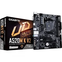  1 مذربورد جيجابايت لمعالجات اي ام دي رايزن جيل 3000 - 5000 GIGABYTE A520M-K V2/DDR4 FOR AMD RYZEN CPU