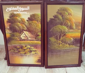  3 لوحات  رسم زيتي.. وتطريز